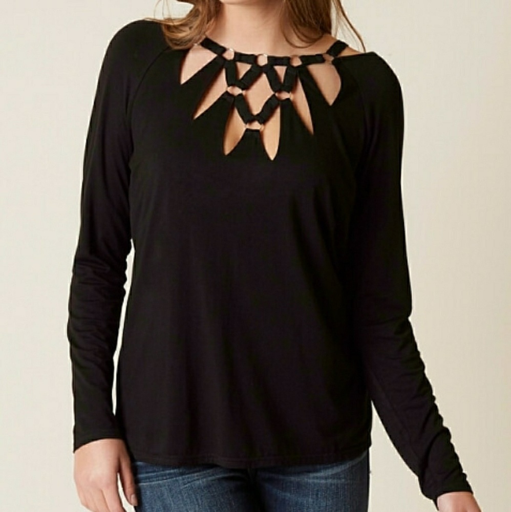 Flowy black top with strappy detail